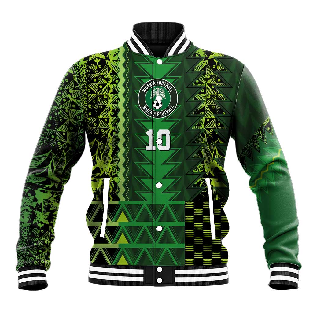 Custom Nigeria Football Baseball Jacket The Naija-Tribal Sporty Style - African Pride