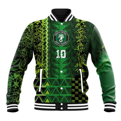Custom Nigeria Football Baseball Jacket The Naija-Tribal Sporty Style - African Pride