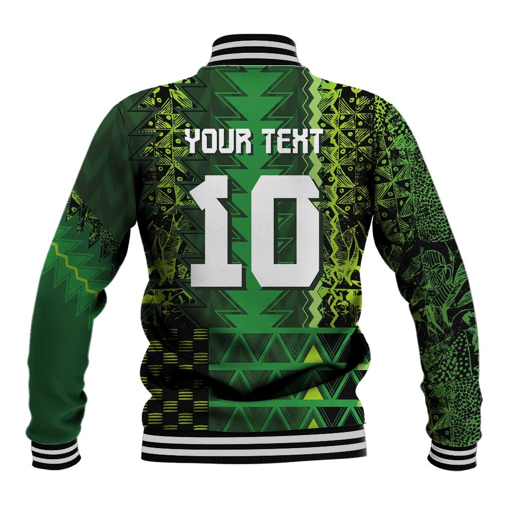Custom Nigeria Football Baseball Jacket The Naija-Tribal Sporty Style - African Pride