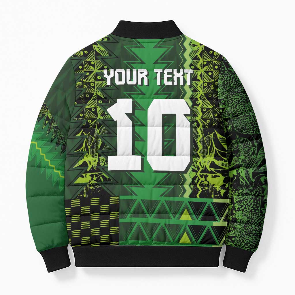 Custom Nigeria Football Bomber Puffer Jacket The Naija-Tribal Sporty Style - African Pride