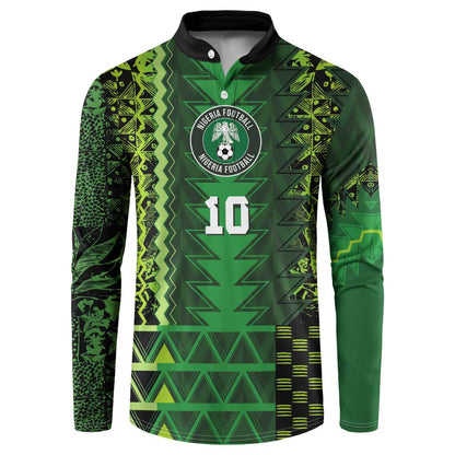 Custom Nigeria Football Button Sweatshirt The Naija-Tribal Sporty Style