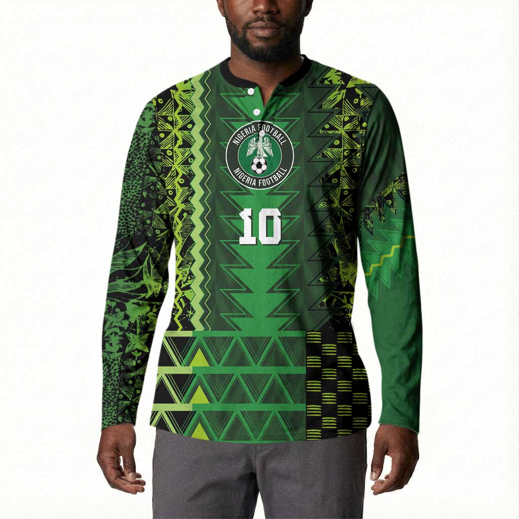 Custom Nigeria Football Button Sweatshirt The Naija-Tribal Sporty Style