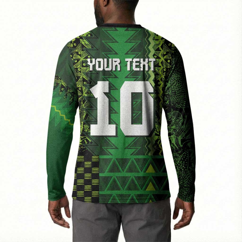 Custom Nigeria Football Button Sweatshirt The Naija-Tribal Sporty Style
