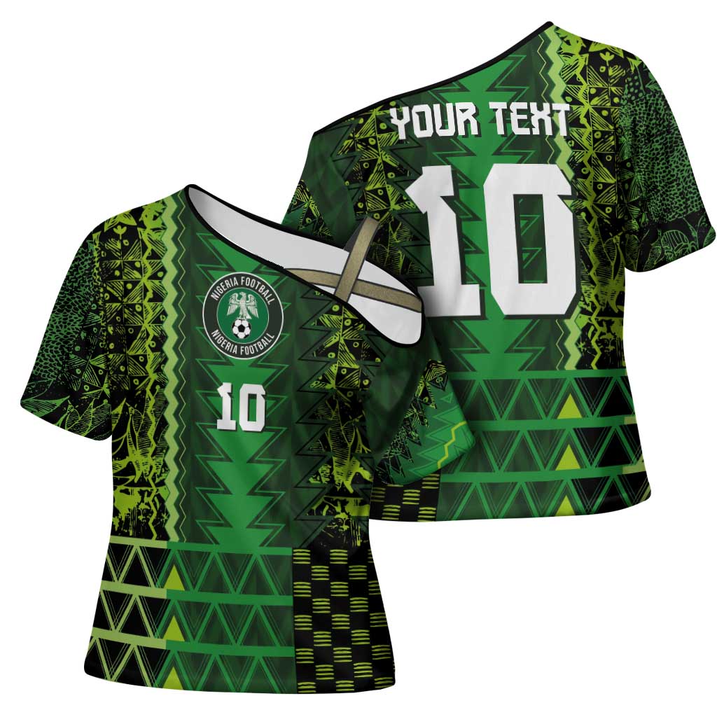 Custom Nigeria Football Cross Shoulder Shirt The Naija-Tribal Sporty Style - African Pride