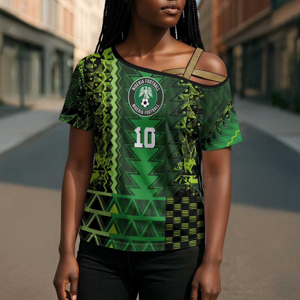 Custom Nigeria Football Cross Shoulder Shirt The Naija-Tribal Sporty Style - African Pride