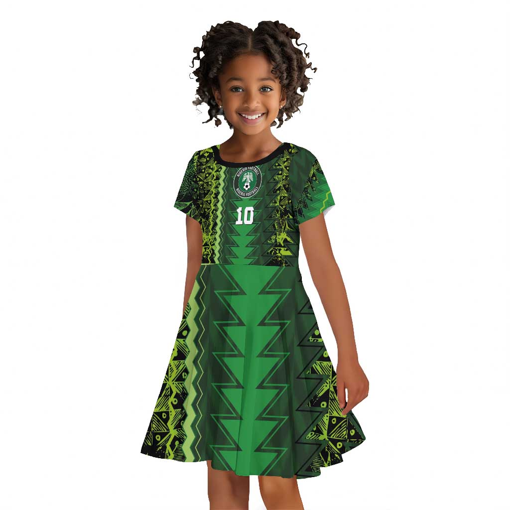 Custom Nigeria Football Kid Short Sleeve Dress The Naija-Tribal Sporty Style - African Pride
