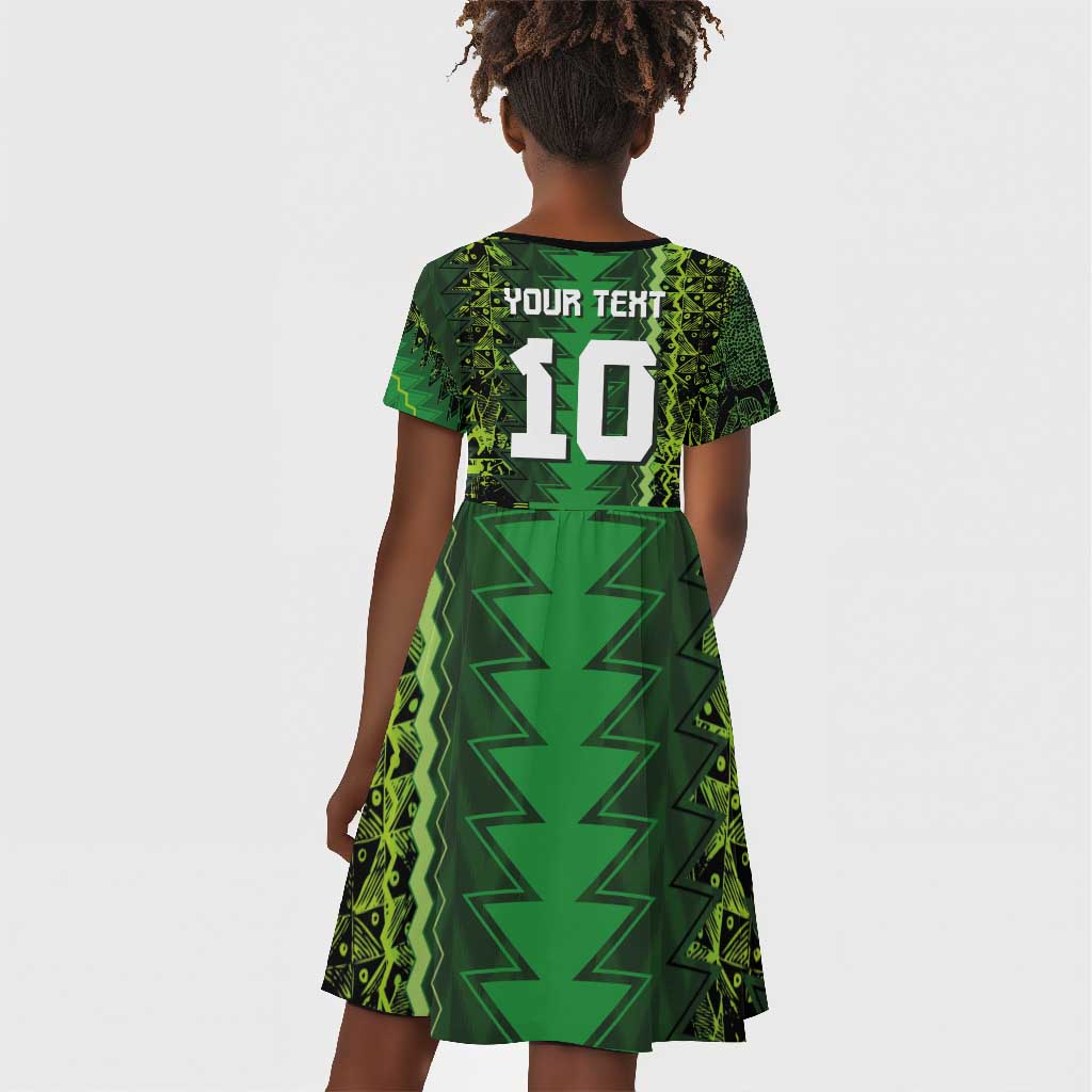 Custom Nigeria Football Kid Short Sleeve Dress The Naija-Tribal Sporty Style - African Pride