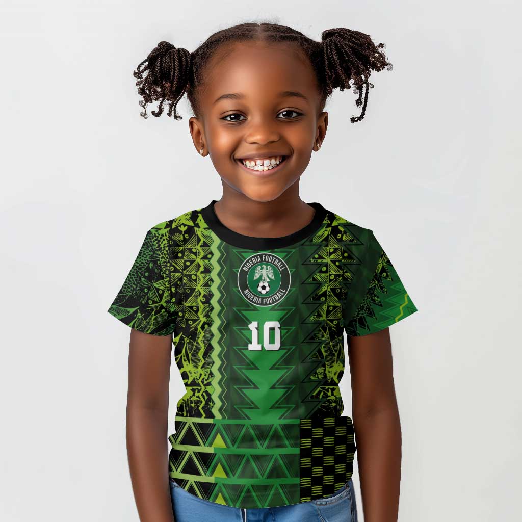 Custom Nigeria Football Kid T shirt The Naija-Tribal Sporty Style - African Pride