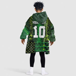 Custom Nigeria Football Kid Wearable Blanket Hoodie The Naija-Tribal Sporty Style - African Pride