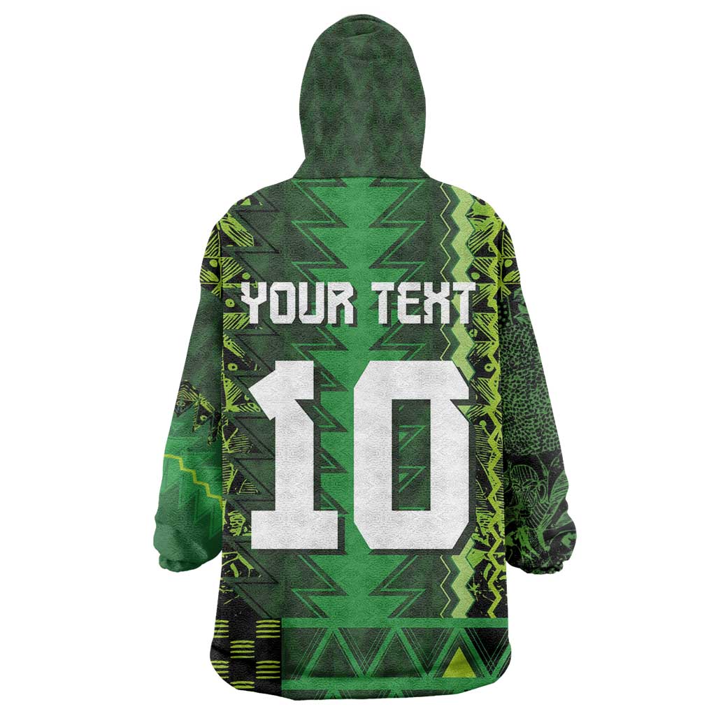 Custom Nigeria Football Kid Wearable Blanket Hoodie The Naija-Tribal Sporty Style - African Pride