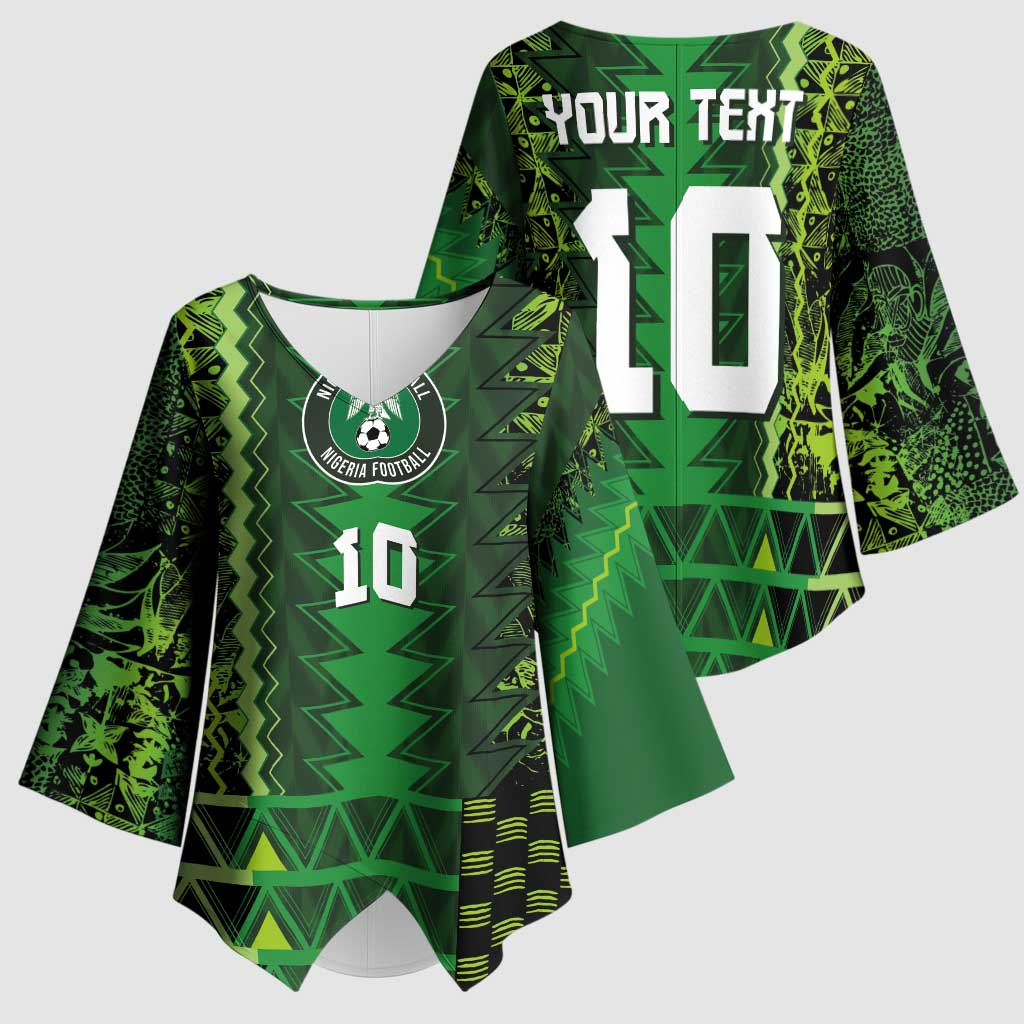 Custom Nigeria Football Kimono Sleeve Blouse The Naija-Tribal Sporty Style - African Pride