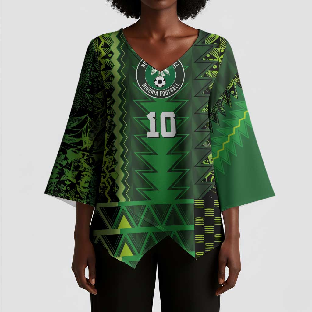 Custom Nigeria Football Kimono Sleeve Blouse The Naija-Tribal Sporty Style - African Pride