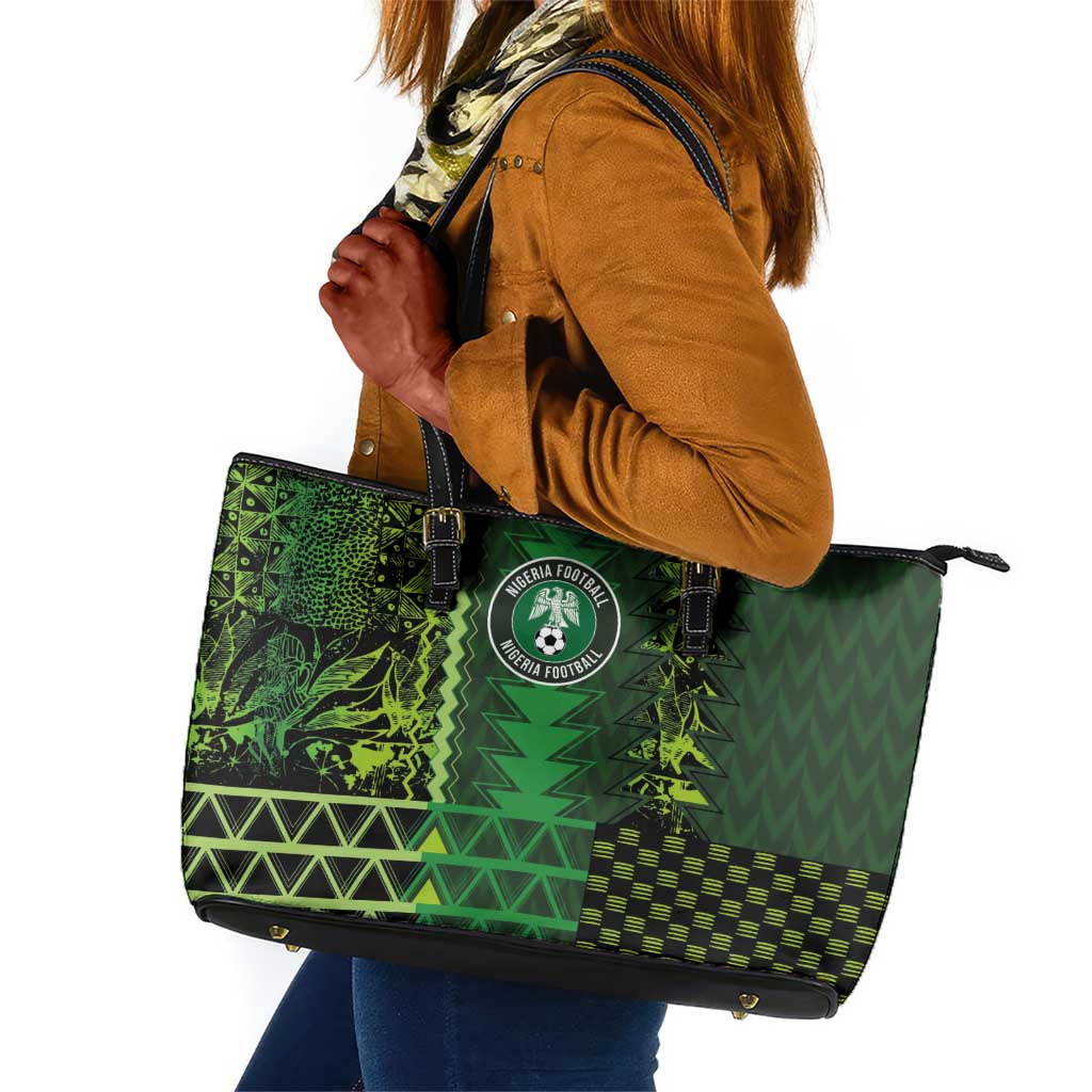 Nigeria Football Leather Tote Bag The Naija-Tribal Sporty Style - African Pride