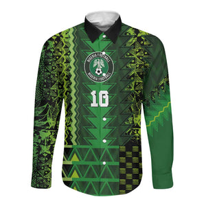 Custom Nigeria Football Long Sleeve Button Shirt The Naija-Tribal Sporty Style - African Pride