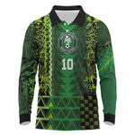 Custom Nigeria Football Long Sleeve Polo Shirt The Naija-Tribal Sporty Style - African Pride