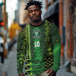 Custom Nigeria Football Long Sleeve Shirt The Naija-Tribal Sporty Style - African Pride