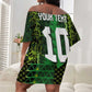 Custom Nigeria Football Off Shoulder Short Dress The Naija-Tribal Sporty Style - African Pride