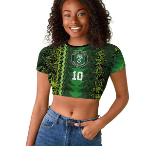 Custom Nigeria Football Raglan Cropped T shirt The Naija-Tribal Sporty Style - African Pride