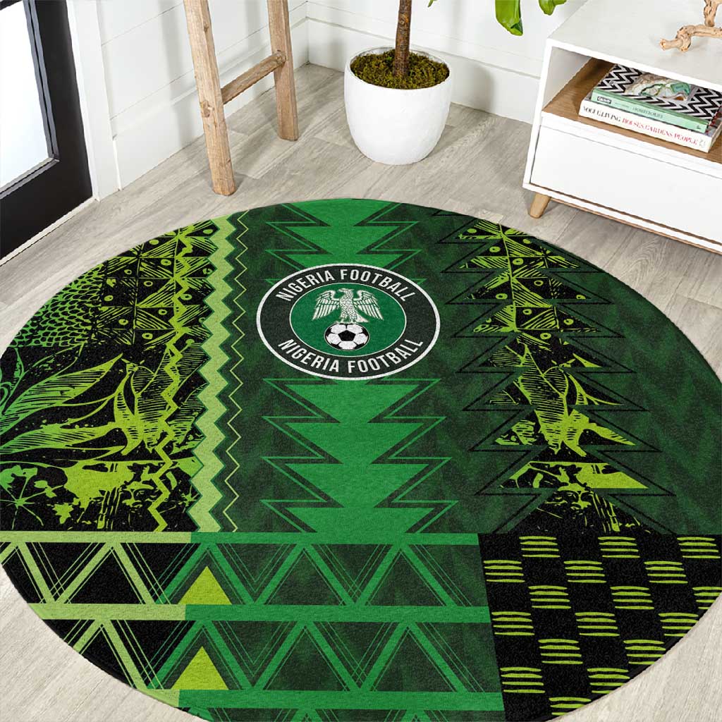 Nigeria Football Round Carpet The Naija-Tribal Sporty Style - African Pride