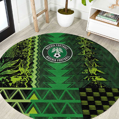Nigeria Football Round Carpet The Naija-Tribal Sporty Style - African Pride