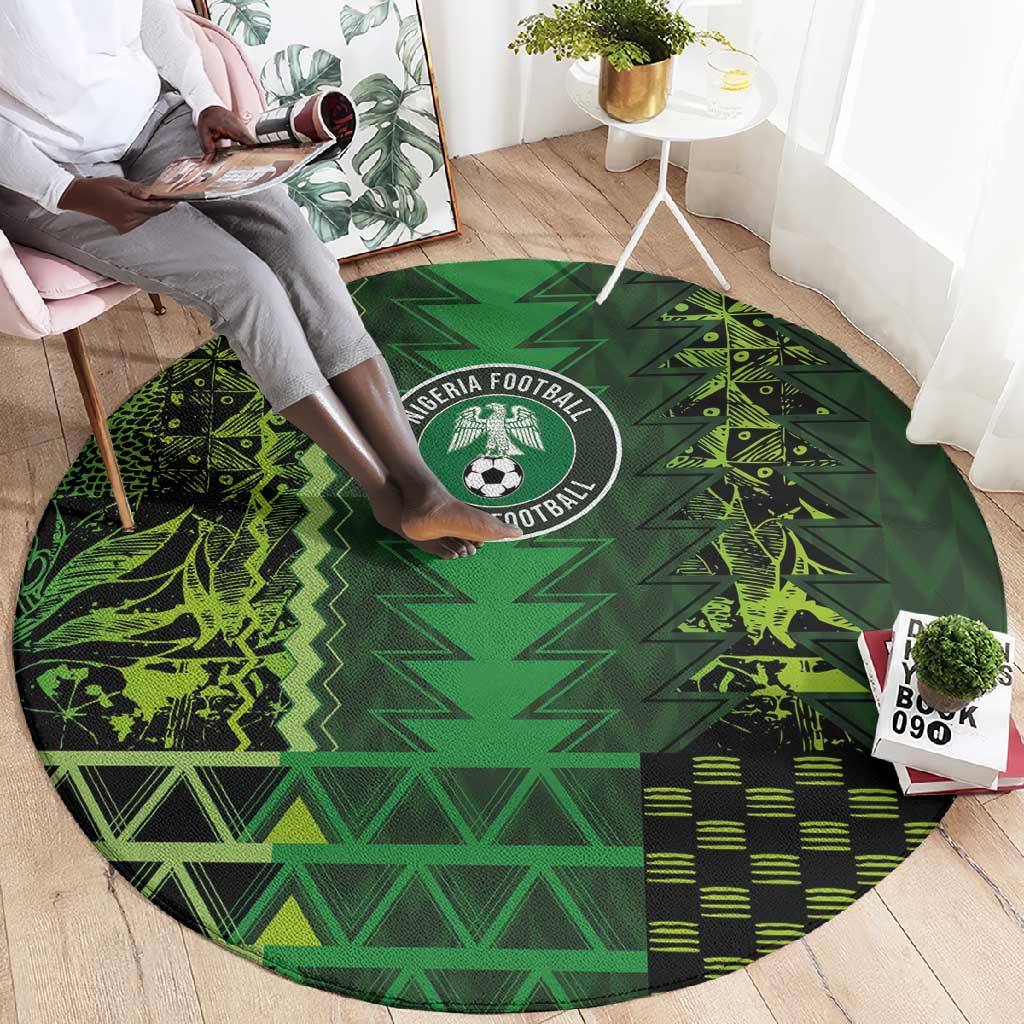 Nigeria Football Round Carpet The Naija-Tribal Sporty Style - African Pride