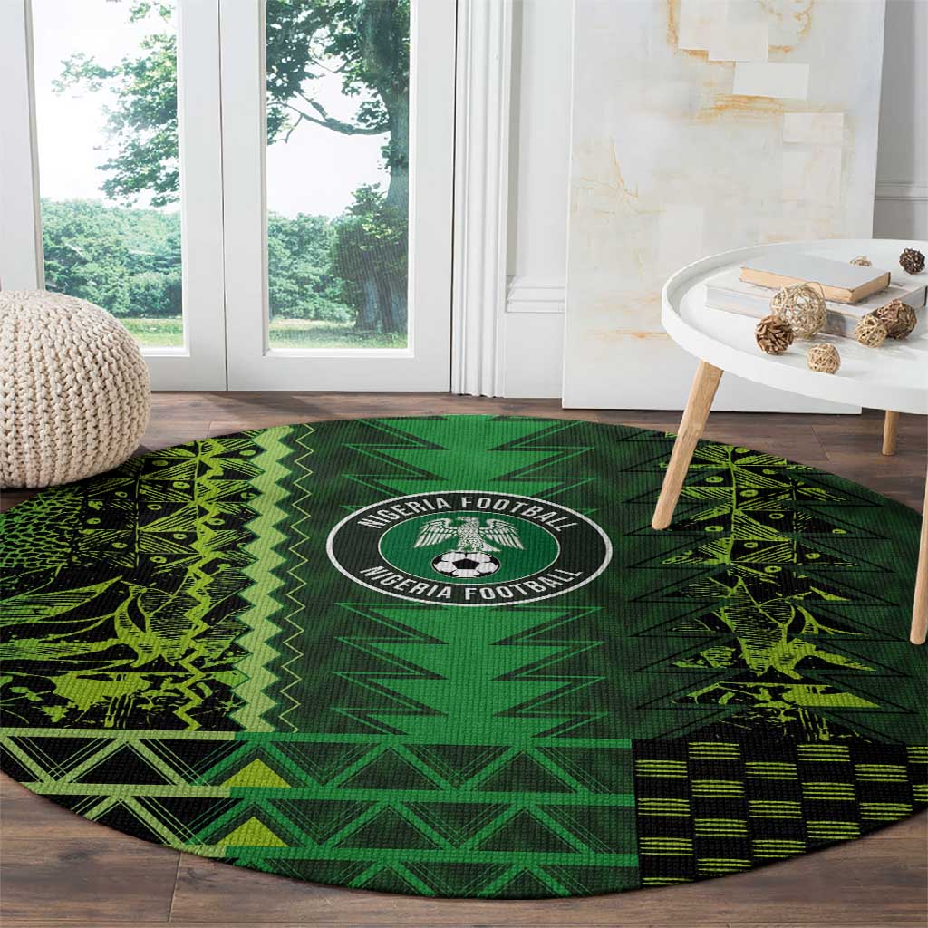 Nigeria Football Round Carpet The Naija-Tribal Sporty Style - African Pride