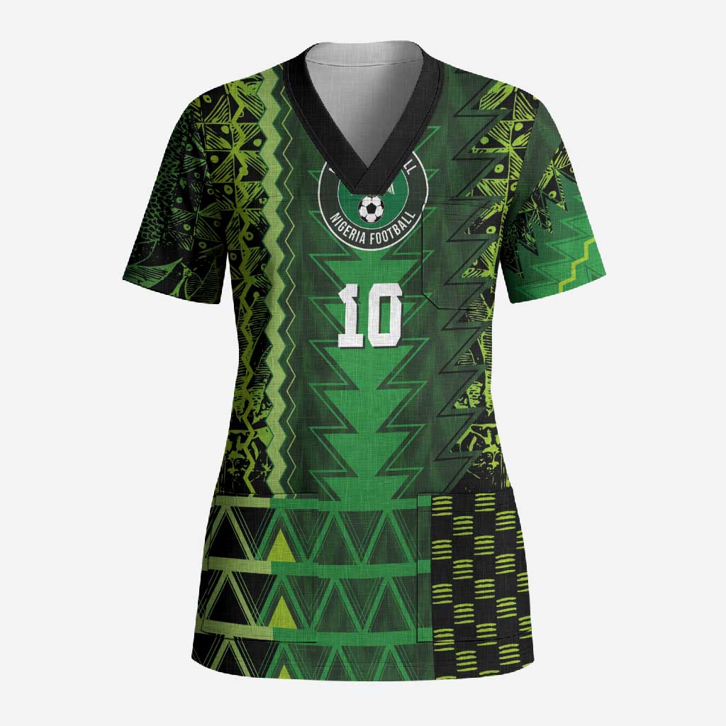 Custom Nigeria Football Scrub Top The Naija-Tribal Sporty Style - African Pride