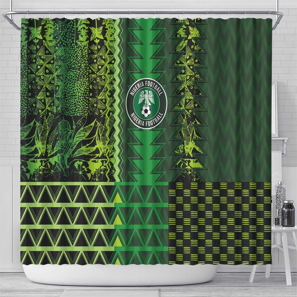 Nigeria Football Shower Curtain The Naija-Tribal Sporty Style - African Pride