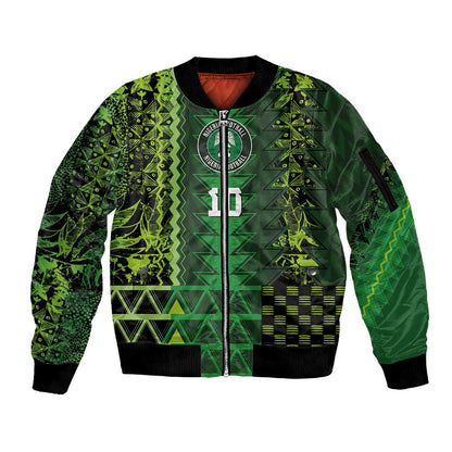 Custom Nigeria Football Sleeve Zip Bomber Jacket The Naija-Tribal Sporty Style - African Pride