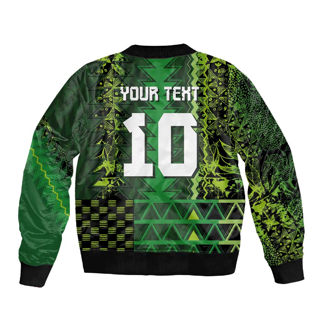 Custom Nigeria Football Sleeve Zip Bomber Jacket The Naija-Tribal Sporty Style - African Pride