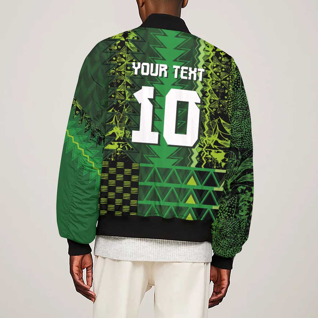 Custom Nigeria Football Sleeve Zip Bomber Jacket The Naija-Tribal Sporty Style - African Pride