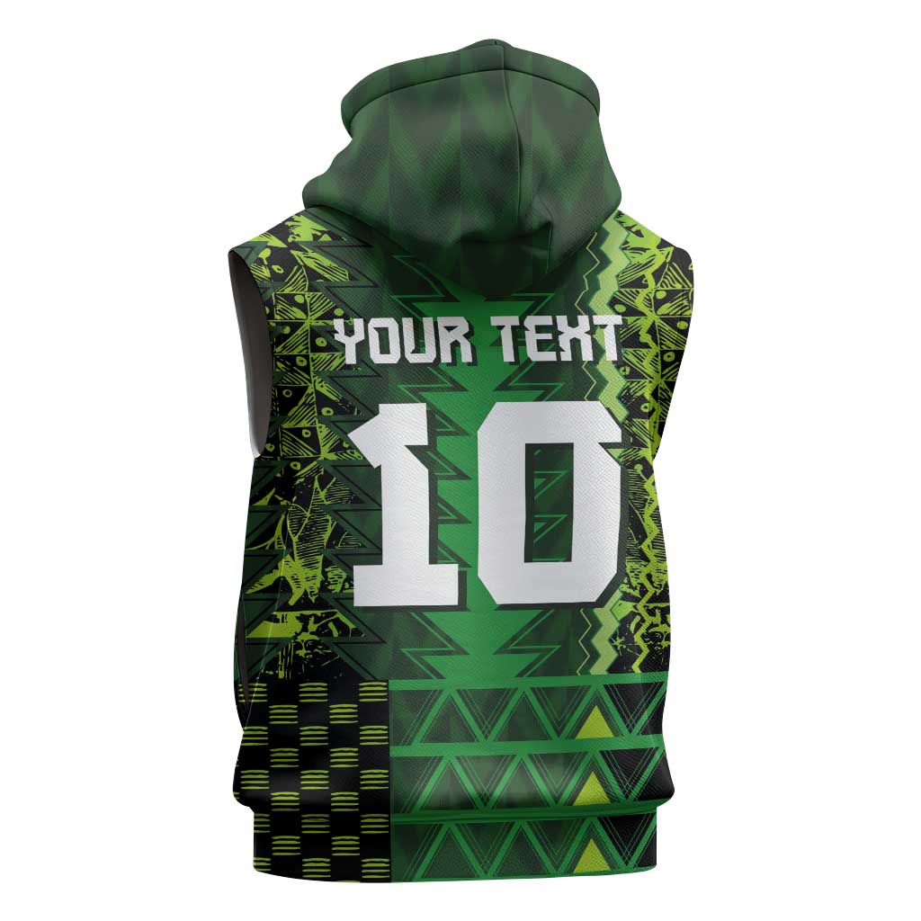 Custom Nigeria Football Sleeveless Hoodie The Naija-Tribal Sporty Style - African Pride