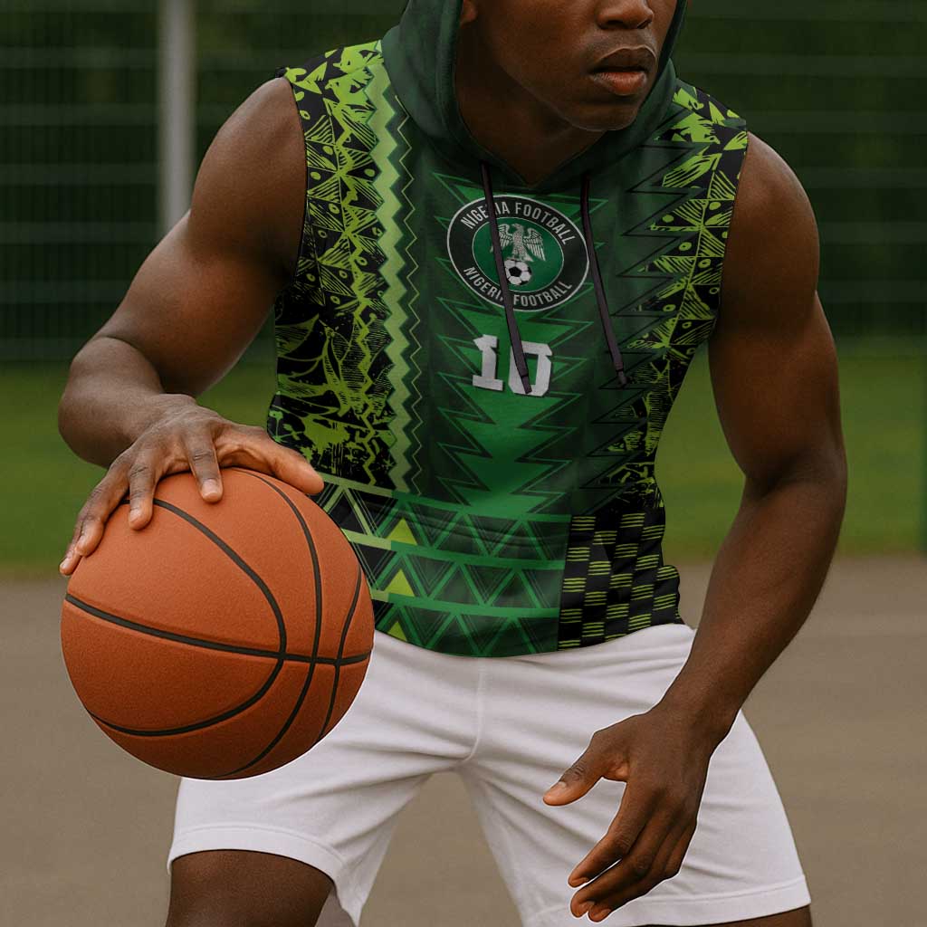 Custom Nigeria Football Sleeveless Hoodie The Naija-Tribal Sporty Style - African Pride