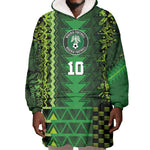 Custom Nigeria Football Wearable Blanket Hoodie The Naija-Tribal Sporty Style - African Pride