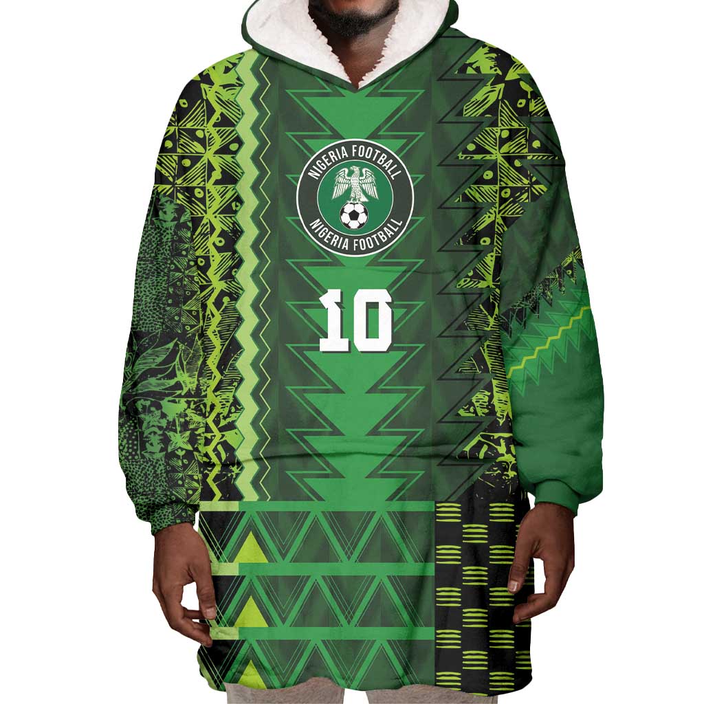 Custom Nigeria Football Wearable Blanket Hoodie The Naija-Tribal Sporty Style - African Pride
