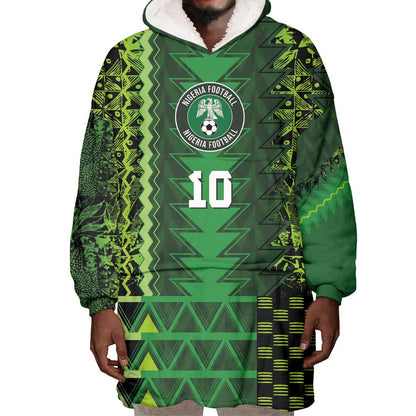 Custom Nigeria Football Wearable Blanket Hoodie The Naija-Tribal Sporty Style - African Pride