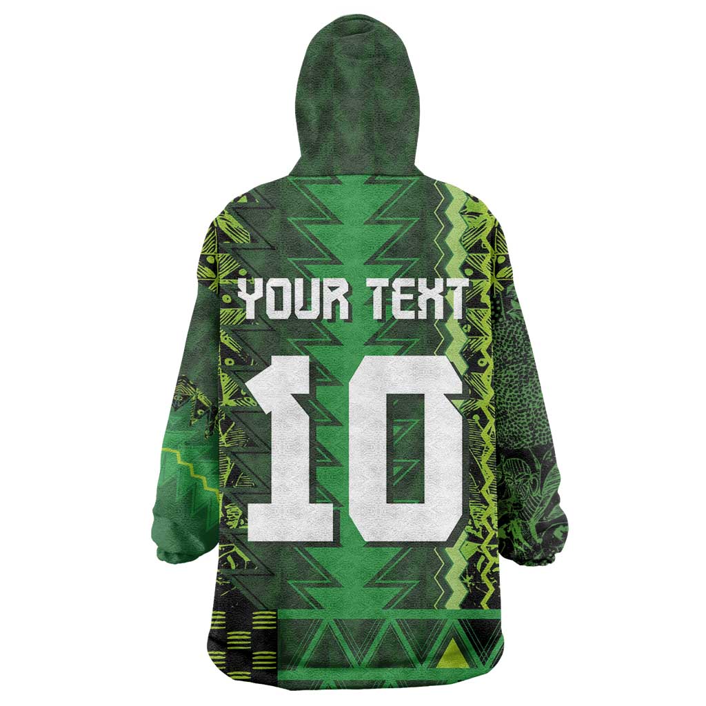 Custom Nigeria Football Wearable Blanket Hoodie The Naija-Tribal Sporty Style - African Pride