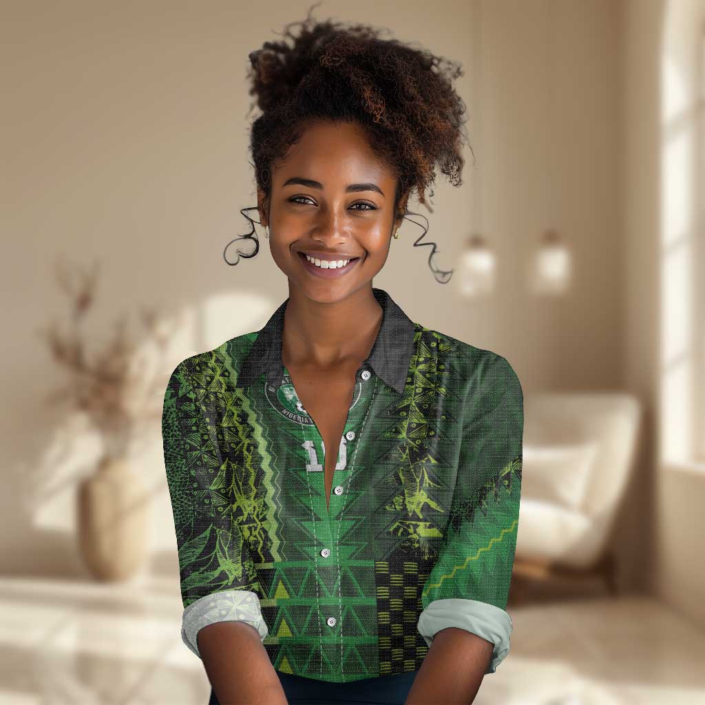 Custom Nigeria Football Women Casual Shirt The Naija-Tribal Sporty Style - African Pride