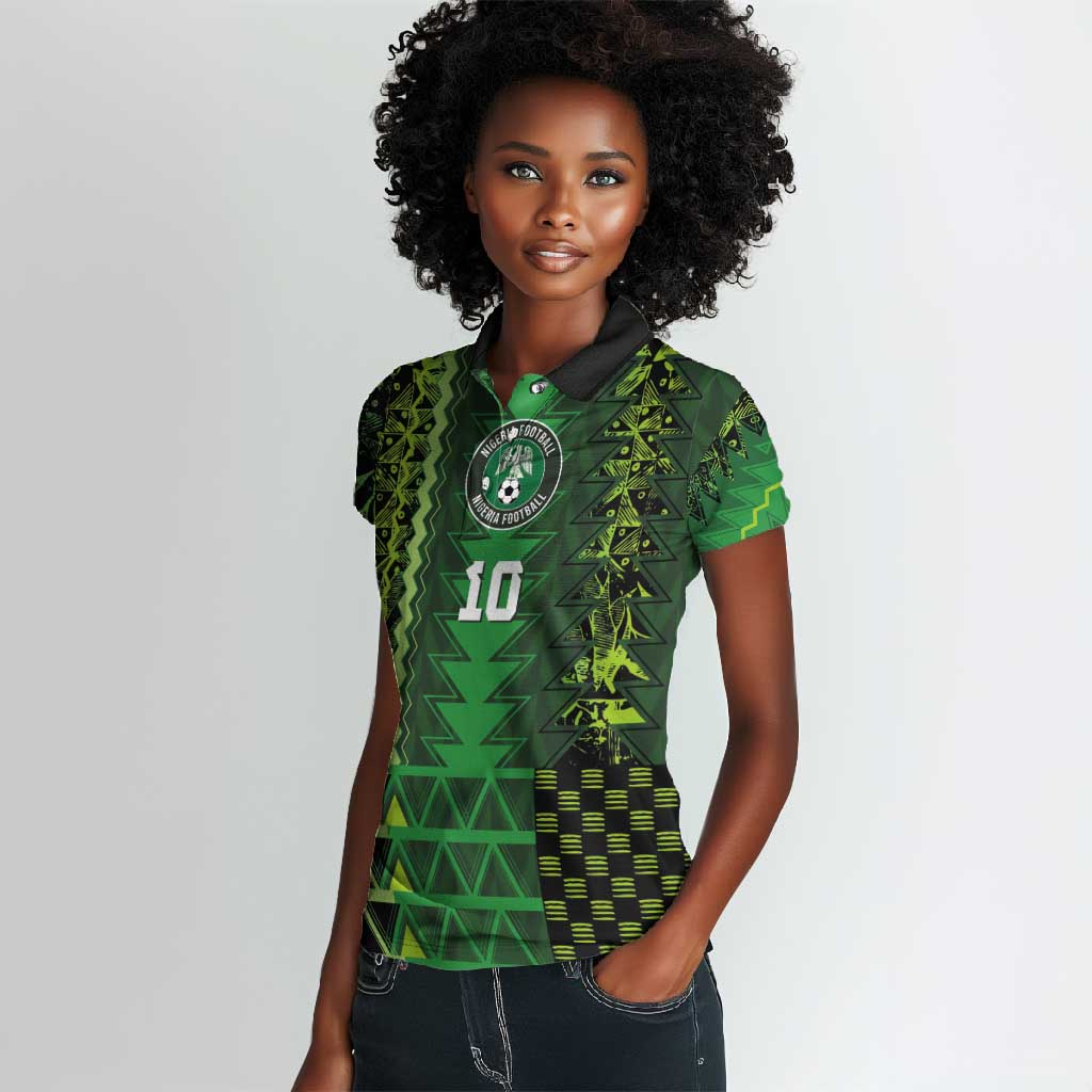 Custom Nigeria Football Women Polo Shirt The Naija-Tribal Sporty Style - African Pride