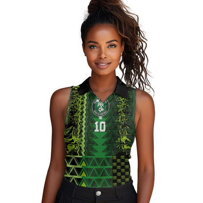 Custom Nigeria Football Women Sleeveless Polo Shirt The Naija-Tribal Sporty Style - African Pride