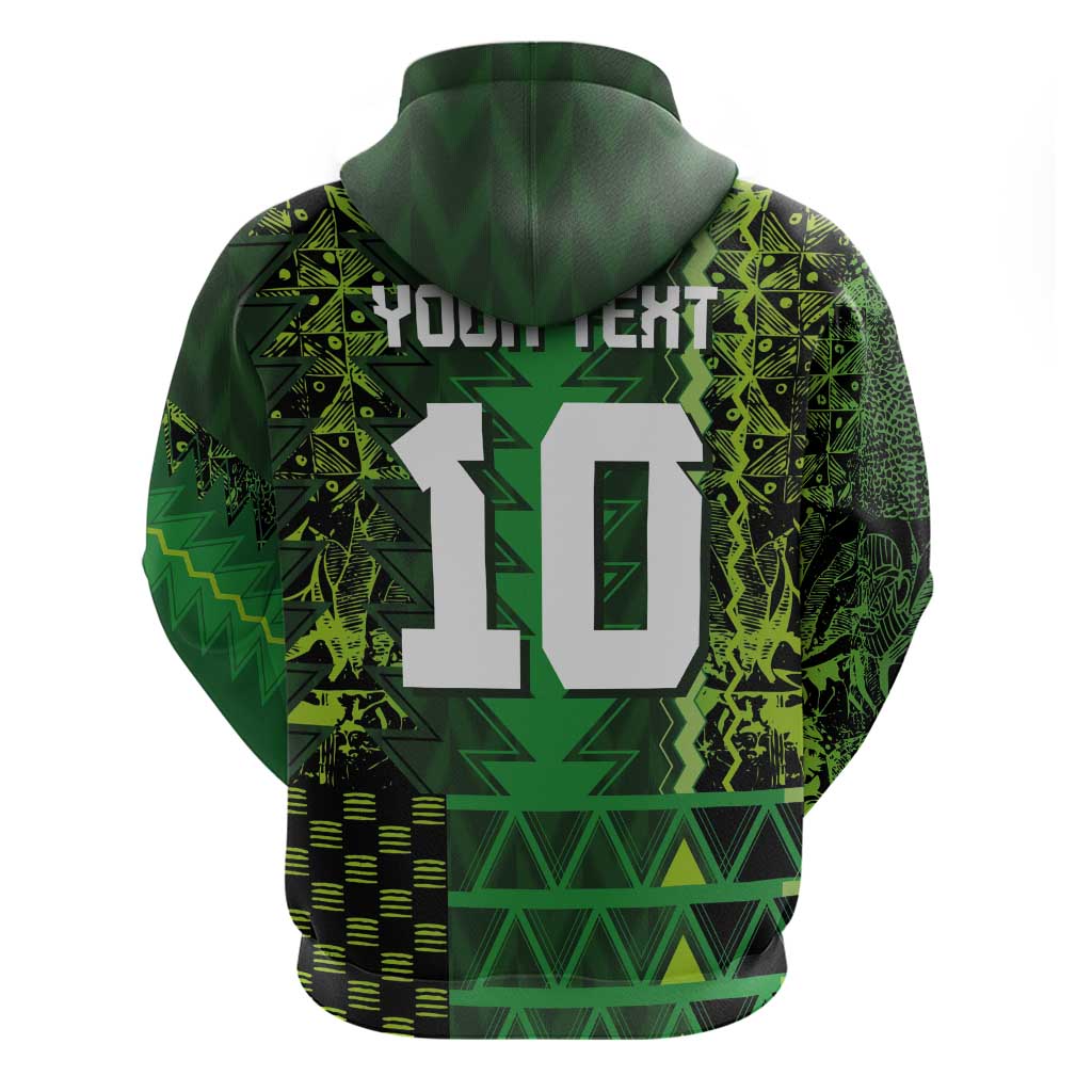 Custom Nigeria Football Zip Hoodie The Naija-Tribal Sporty Style - African Pride
