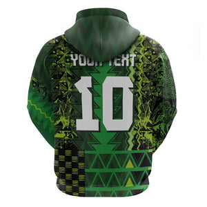 Custom Nigeria Football Zip Hoodie The Naija-Tribal Sporty Style - African Pride
