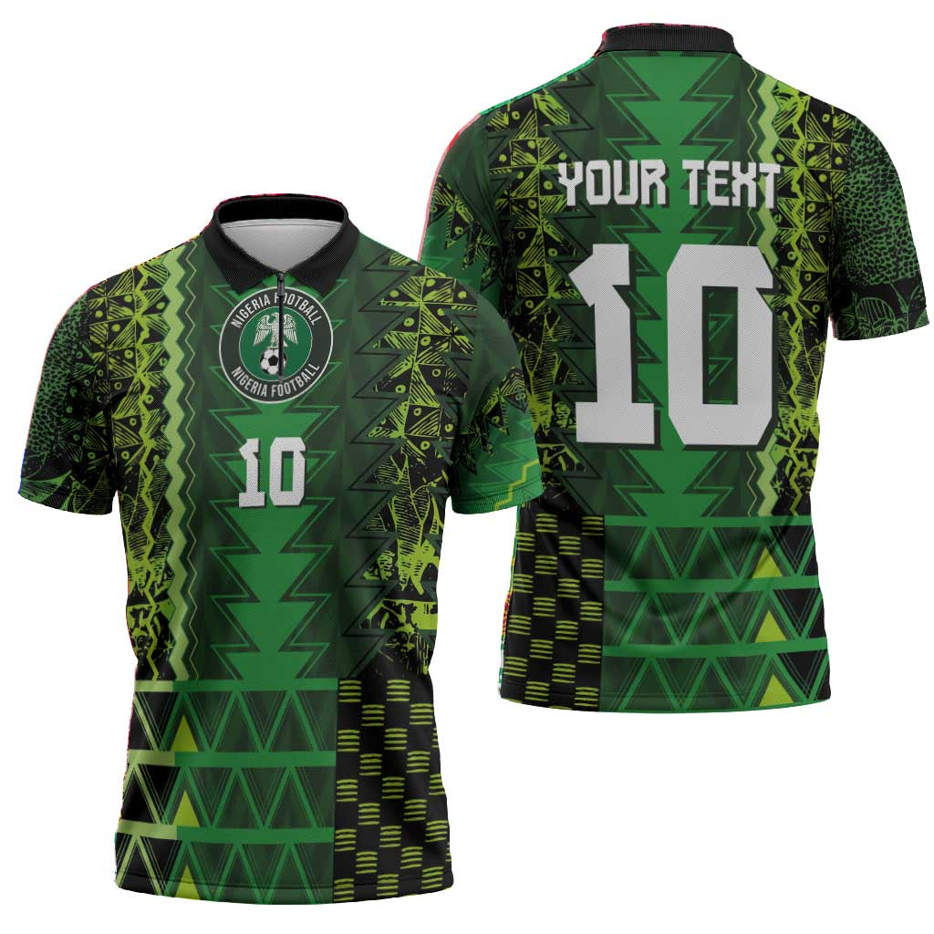 Custom Nigeria Football Zipper Polo Shirt The Naija-Tribal Sporty Style - African Pride