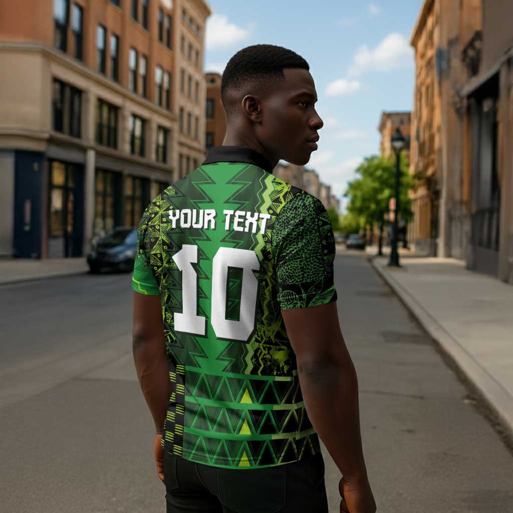 Custom Nigeria Football Zipper Polo Shirt The Naija-Tribal Sporty Style - African Pride