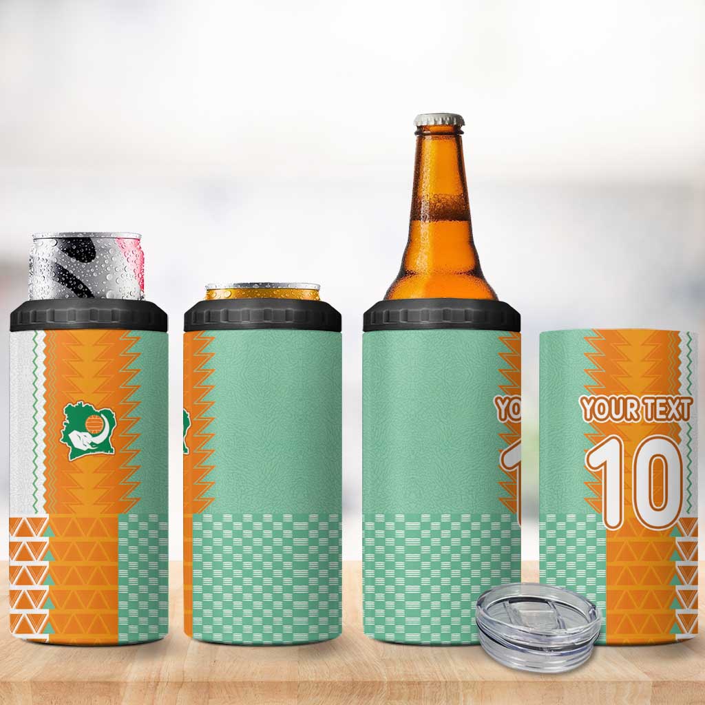 Custom Ivory Coast Football 4 in 1 Can Cooler Tumbler Côte d'Ivoire-Tribal Sporty Style - African Pride
