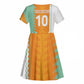 Custom Ivory Coast Football Kid Short Sleeve Dress Côte d'Ivoire-Tribal Sporty Style - African Pride