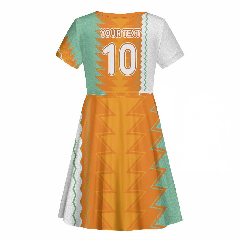 Custom Ivory Coast Football Kid Short Sleeve Dress Côte d'Ivoire-Tribal Sporty Style - African Pride