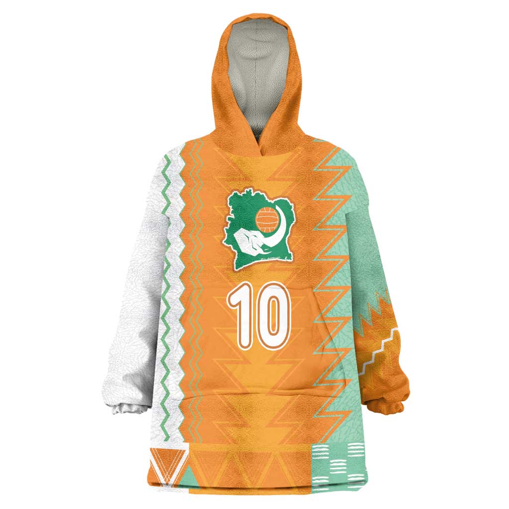 Custom Ivory Coast Football Kid Wearable Blanket Hoodie Côte d'Ivoire-Tribal Sporty Style - African Pride