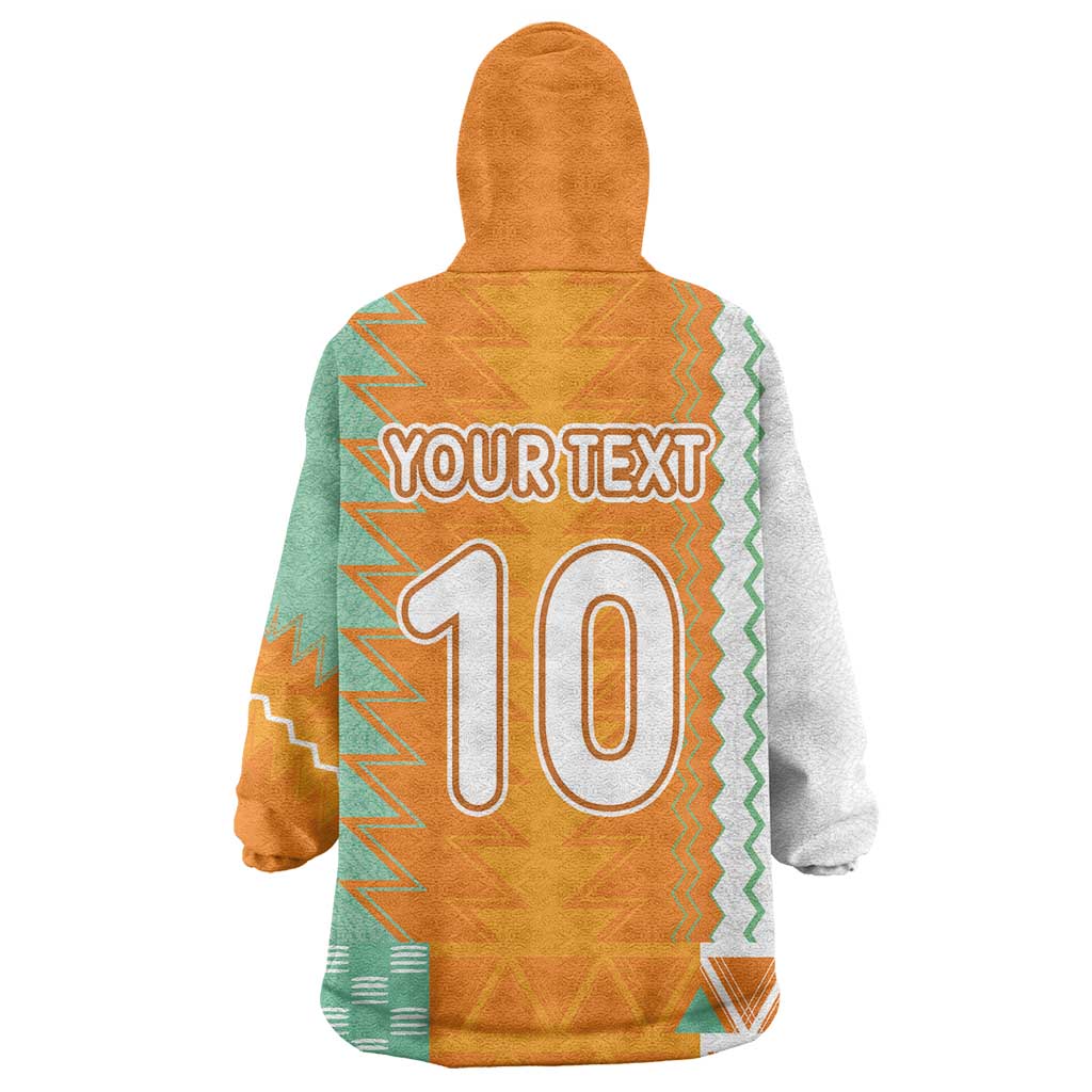 Custom Ivory Coast Football Kid Wearable Blanket Hoodie Côte d'Ivoire-Tribal Sporty Style - African Pride