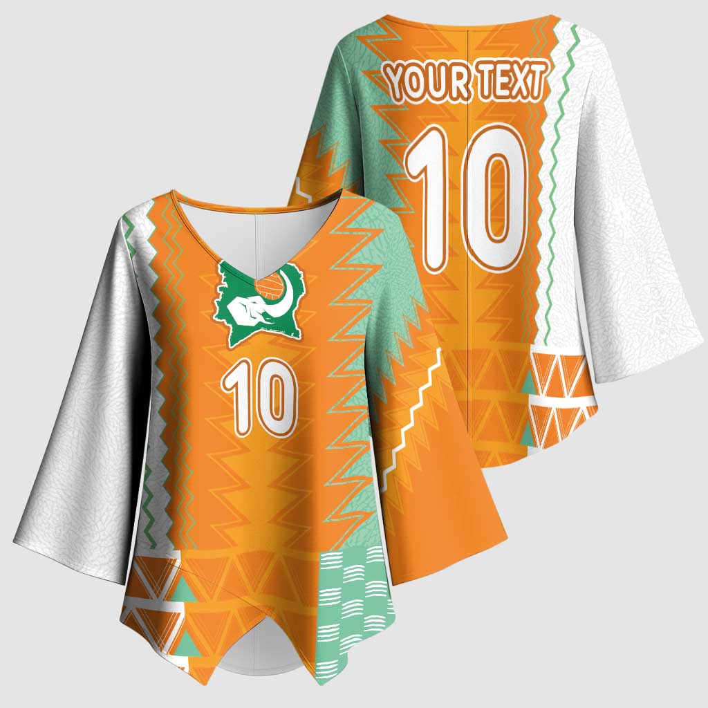 Custom Ivory Coast Football Kimono Sleeve Blouse Côte d'Ivoire-Tribal Sporty Style - African Pride